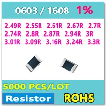 ОМ 0603 F 1% 5000 шт. 2.49R 2.55R 2.61R 2.67R 2.7R 2.74R 2.8R 2.87R 2.94R 3R 3.01R 3.09R 3.16R 3.24R 3.3R smd 1608 резистор