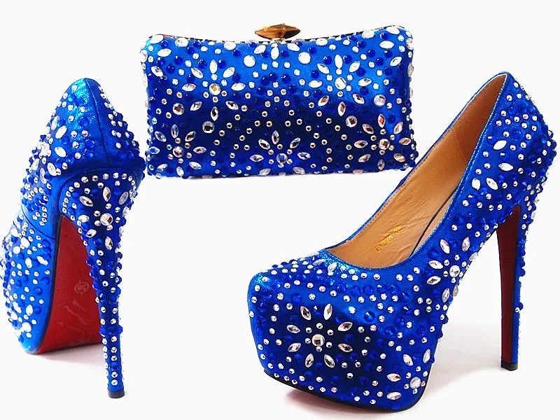 

2017 Nigeria Dress Matching Shoes And Bags Italy High Quality African Shoe And Bag Set For Party In Women Blue Color G14