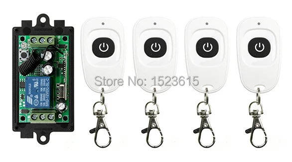 

latest DC12V 1CH 10A Wireless Remote Control Switch System Receiver & 4pcs one-button waterproof Remote 315mhz/433mhz