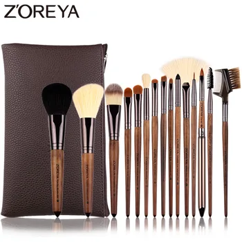 

Zoreya Brand 15pcs Walnut Synthetic Hair Makeup Brushes Lip Liner Foundation Concealer Make Up Brushes Tools Essential Sets