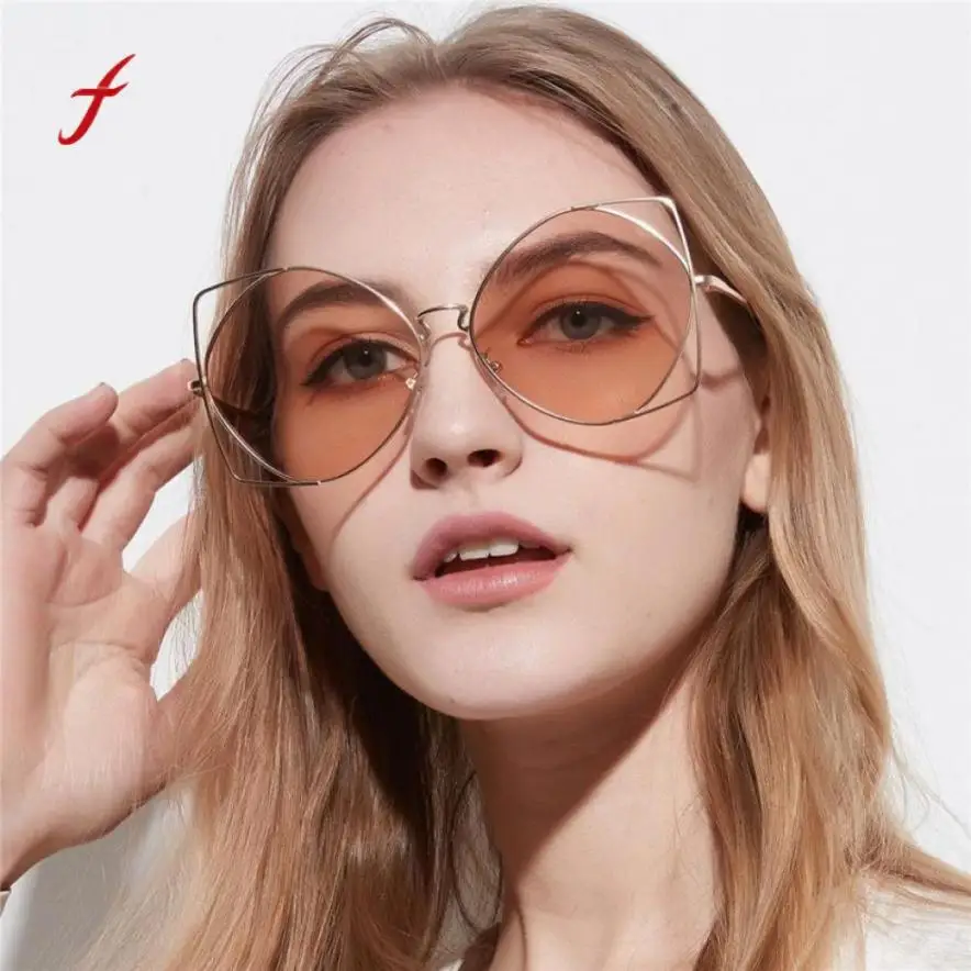Feitong Vintage irregular metal frame aviator sunglasses Men women