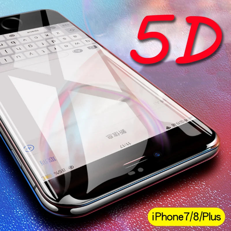 Закаленное стекло 5D для iPhone 6 s 7 Plus защита экрана 8 изогнутое полное покрытие на