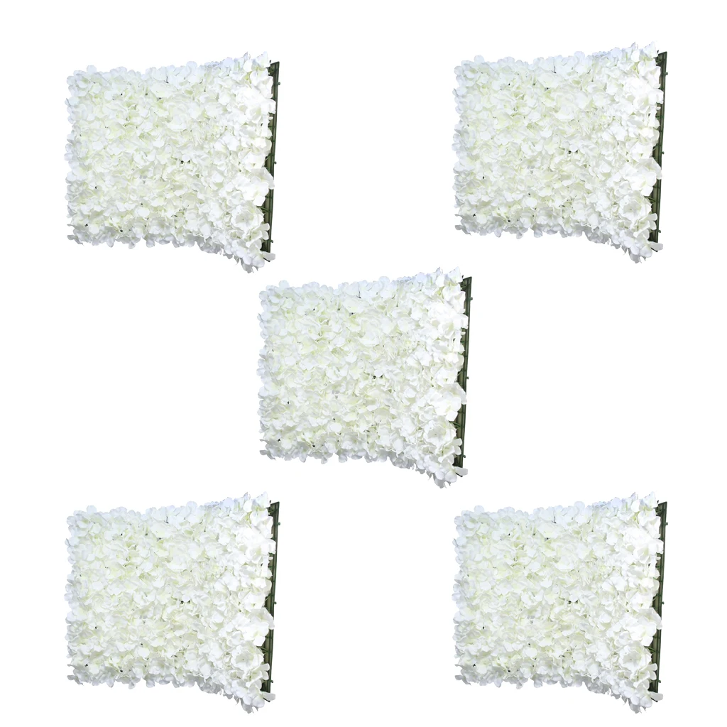 

5 Pieces Artificial Flowers Wall Panel Wedding Flower Pillar Stage Floral Decor Cream