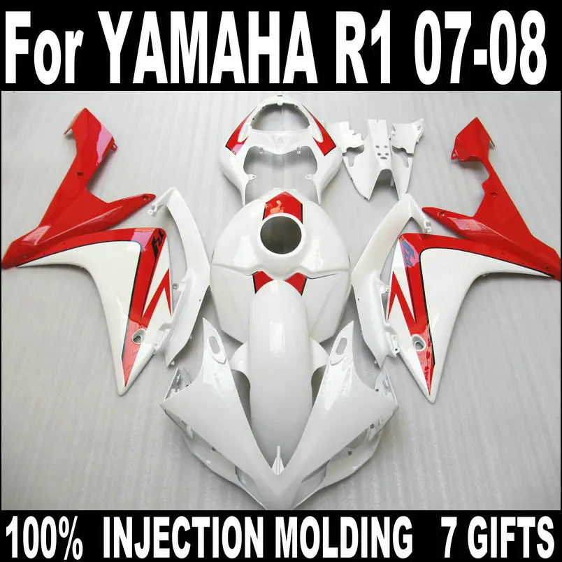 

Fairing kit for Yamaha injection molding YZFR1 2007 2008 white red motorcycle fairings set YZFR1 07 08 BC09