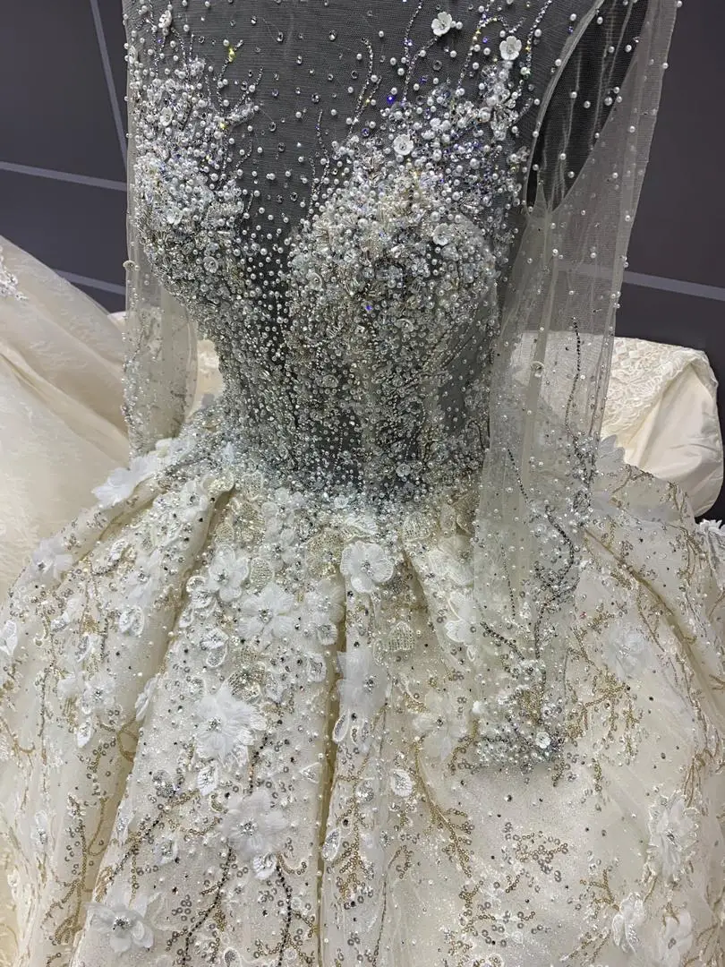 Свадебные платья Vestido De Noiva, роскошное свадебное платье с длинными рукавами, бальное платье с бисером, Дубай, Арабский мусульманский