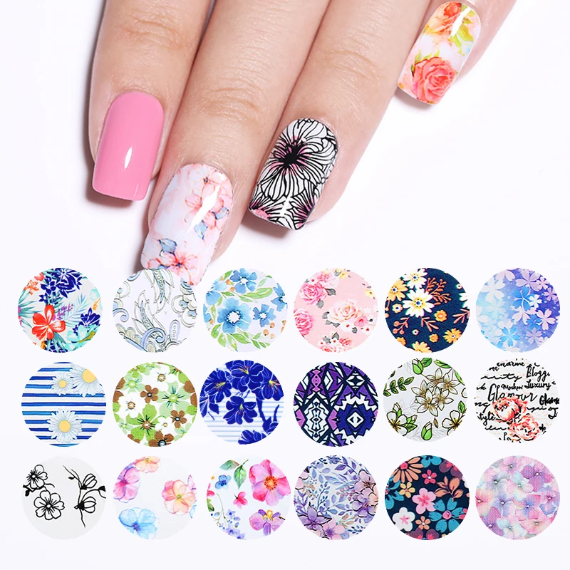 

Nail Foils Flower Series Mixed Patterns Design Water Transfer Sticker Foil Decal Stickers DIY Nail Art Decoration Tips