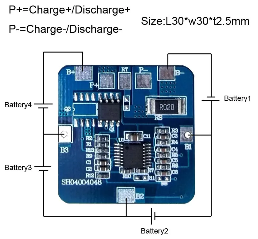 Схема защиты 4S 2A PCB PCM BMS батарея Защитная плата для 14,8 в литий-ионный элемент литиевой батареи пакет SH04004048-LX4S2A