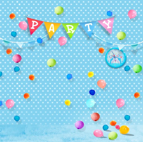 8x8ft Light Blue Polka Dots Wall Balloons Party Baby Shower Custom