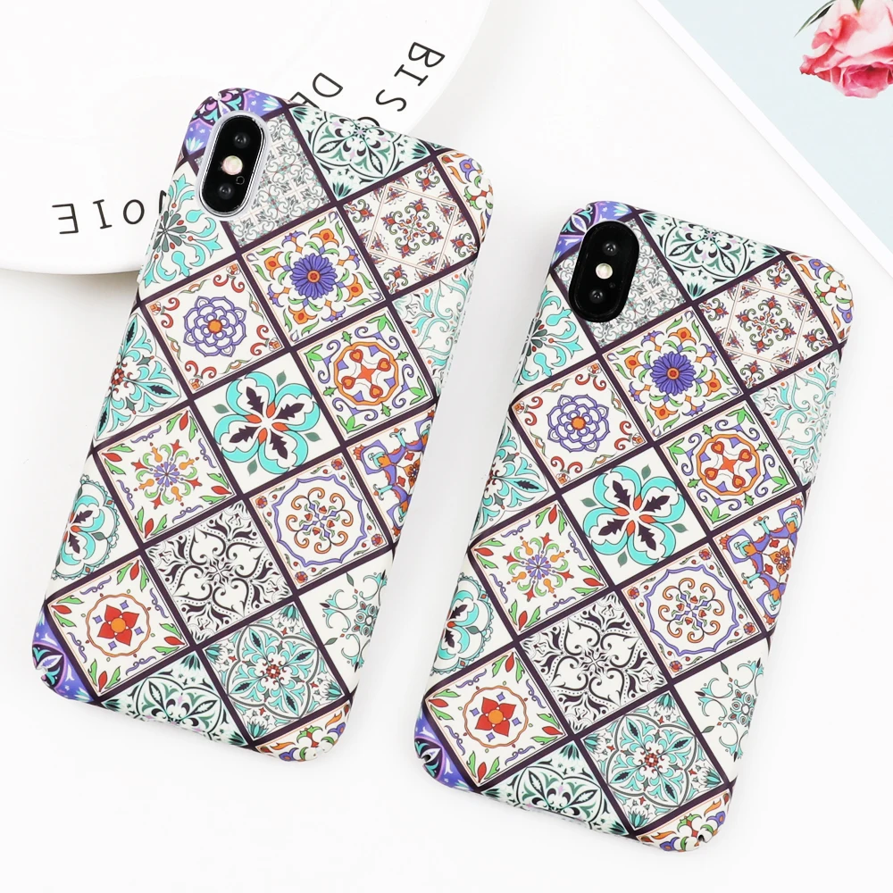 

UBERAY Vintage Palace Flowers Phone Cases For iPhone XS Max XR 6 6S 7 8 Plus X Matte Hard PC Phone Back Cover Coque