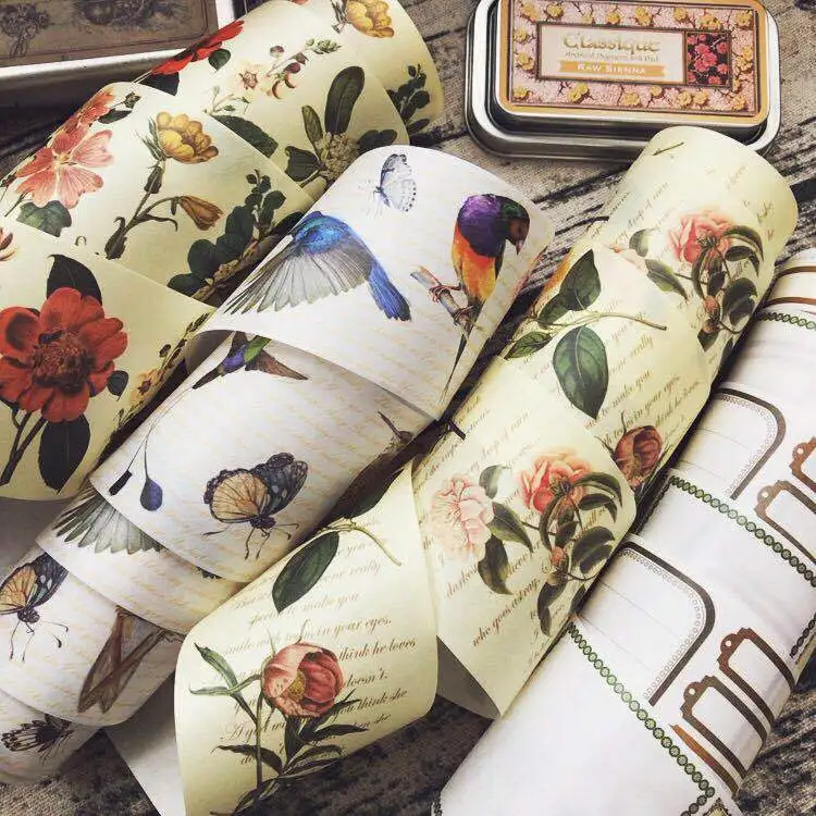 

"Vintage Garden" 1 Roll Masking Tape Washi Tape 7m Beautiful Scrapbooking Tapes Craft Decor Gift Wrap Tapes