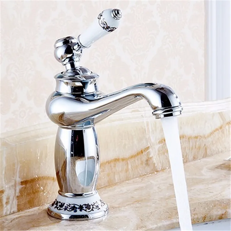 

Upscale Retro Chrome Silver Bathroom Basin Faucets Mixer Cold And Hot Water Tap Washbasin Tap For Household And Hotel Faucets