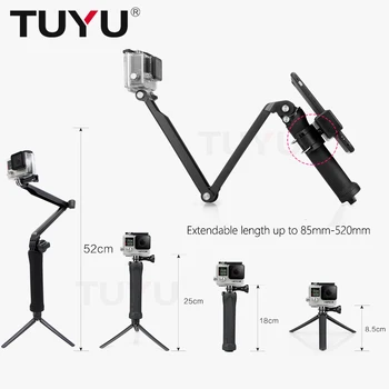 

Go Pro accessories 3-way Grip Arm Tripod Monopod 3 way Selfie stick Mount For Gopro Hero 4 5 xiaoyi SJCAM EKEN h9 sports camera