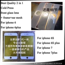 20 шт./партия, лучшее качество для iPhone 6 6 p 6s 6s p 7 7 plus, внешнее стекло со средней рамкой и сетка для динамиков, предварительно собранная