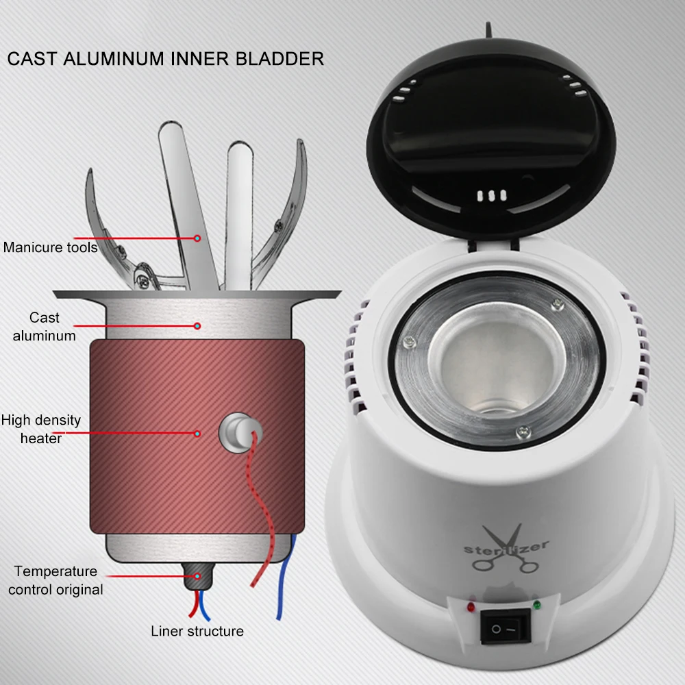 Профессиональный стерилизатор для ногтей, высокая температура, стерилизация ногтей, педикюр, маникюрные принадлежности, мини дезинфицирующие инструменты для дизайна ногтей