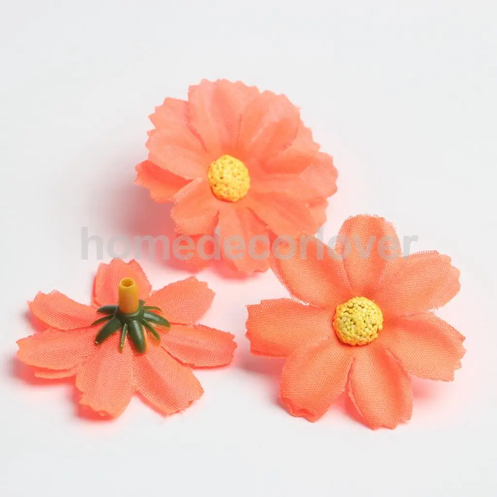 50pcs 4cm Silk Flower Daisies Flower Heads for Wedding/Car/Spring/Home/Garden Decoration Wreath DIY Floral Arts and Crafts