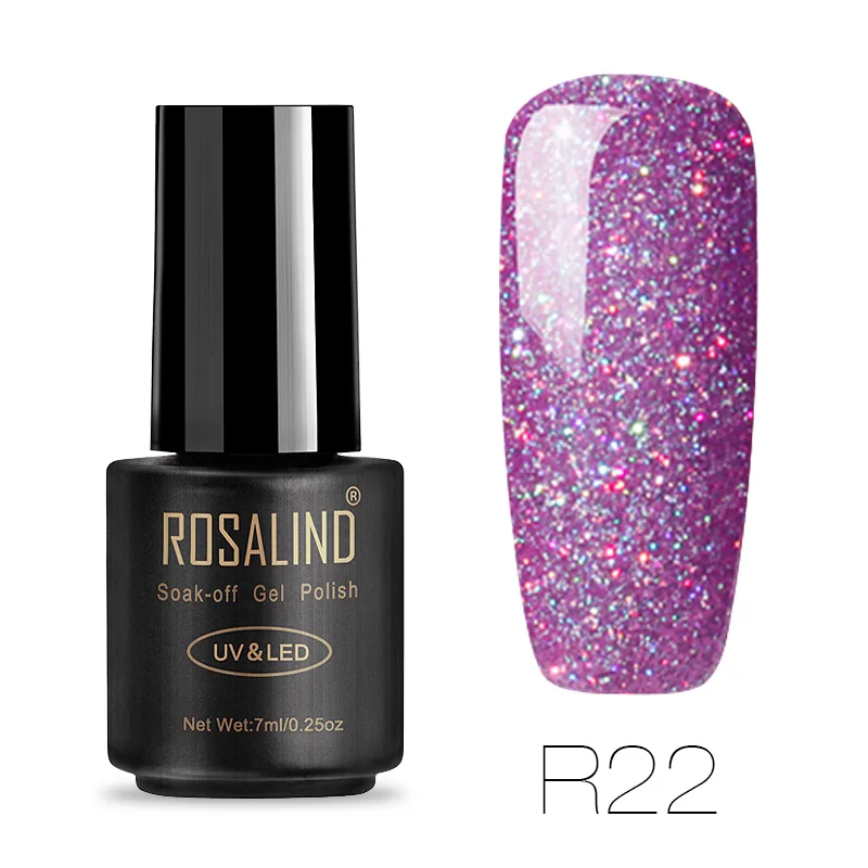 ROSALIND 7 мл Лак для ногтей Радужный мерцающий R01-29 дизайн ногтей УФ светодиодный маникюрный гель для ногтей Полупостоянный замачивающийся Гель-лак - Цвет: R22