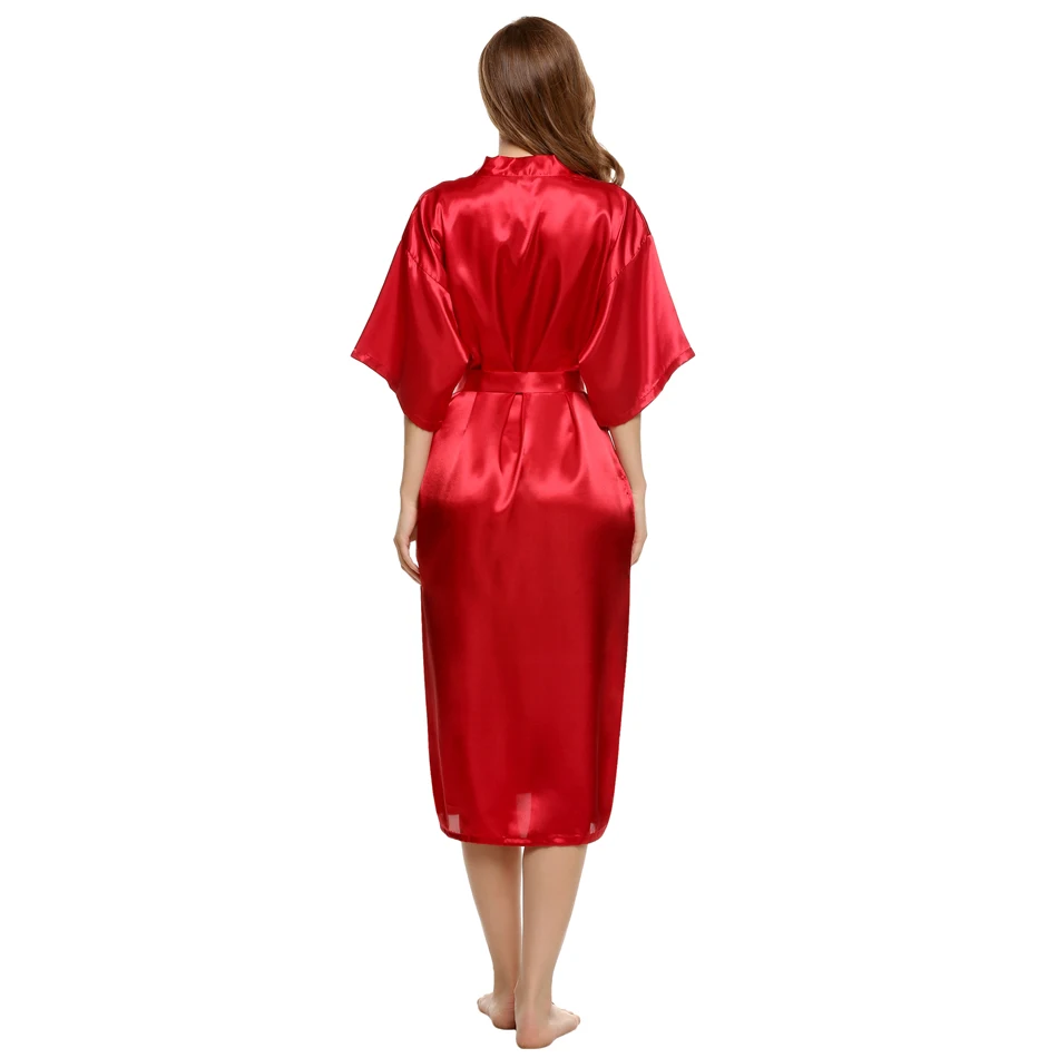 Ekouaer стильные женские ночные халаты пижамы длинный халат Ночное платье халат с поясом Ночная рубашка Шелковая пижама