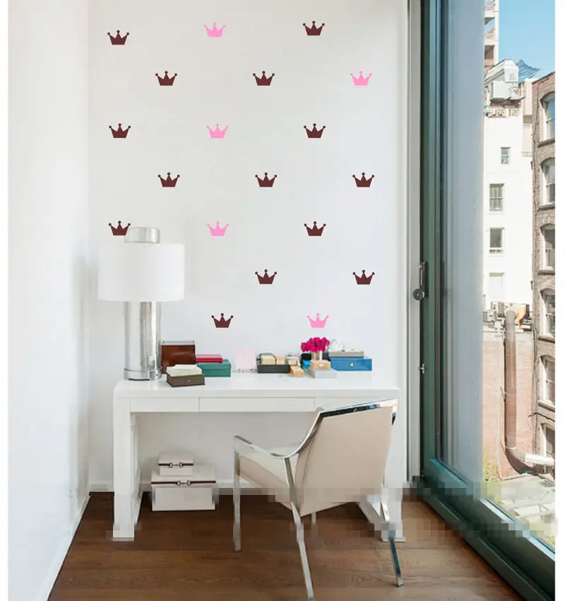 Детская комната маленькая принцесса Простой домик корона 3D обои розовая девушка Корона Наклейка на стену украшение спальни Фреска