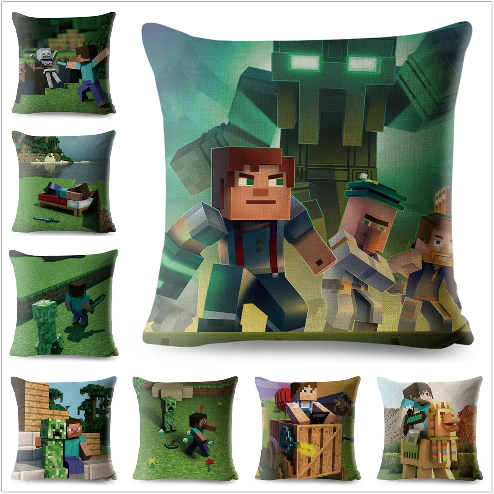 Minecraft Геометрические печати Чехлы 45*45 см квадратный наволочка льняная подушки Car