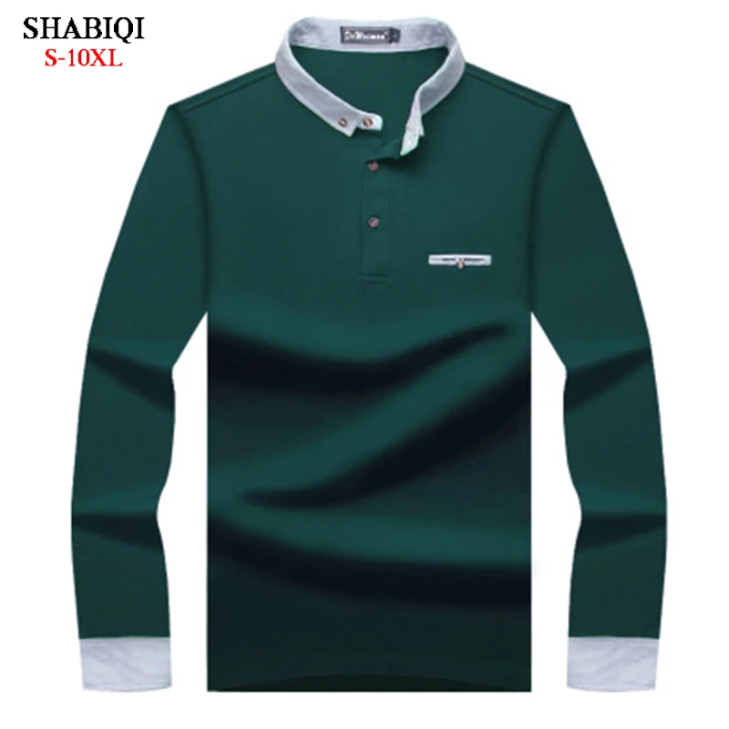 

SHABIQI New Brand Men shirt Men Polo Shirt Men Stand collar Long Sleeve Keep warm Polos Shirt Plus Size 6XL 7XL 8XL 9XL 10XL