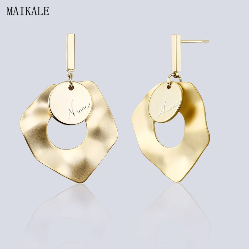 

MAIKALE Statement Earrings Irregular Metal Drop Gold Color Sequins Geometric Dangle Earings for Women New Fashion Jewelry Gifts
