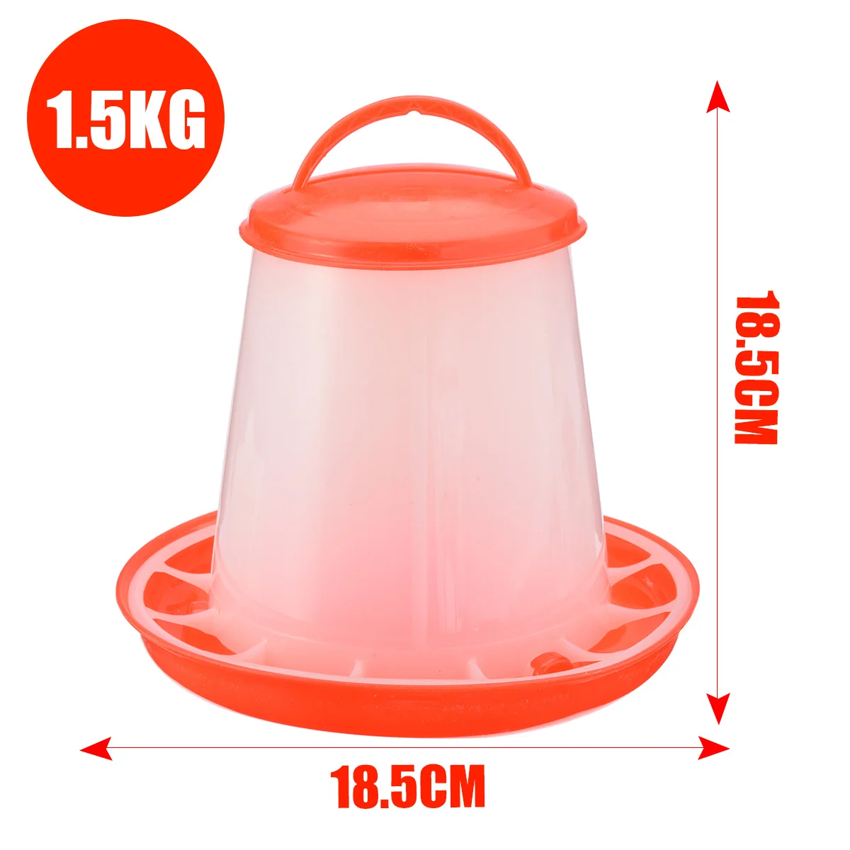1.5kg Plastic Farm Animal Feeding Supplies Food Feeder Chicken Hen Poultry Drinker with Lid Handle