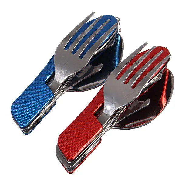 2 In1 Camping Hiking Hunting Spoon & Fork Army Knife Portable Folding Multi Tool random colorin