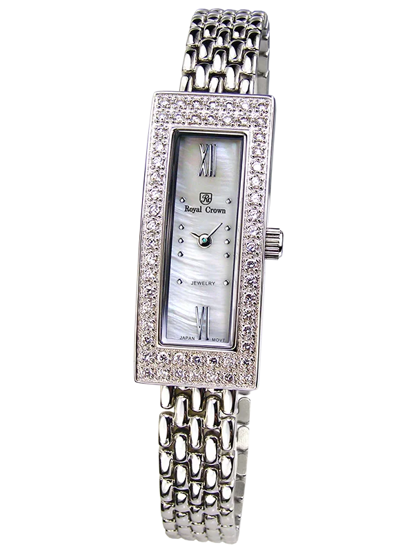 

Royal Crown Jewelry Watch 2311LS Italy brand Diamond Japan MIYOTA platinum Pearl Bracelet Rhinestone Crystal