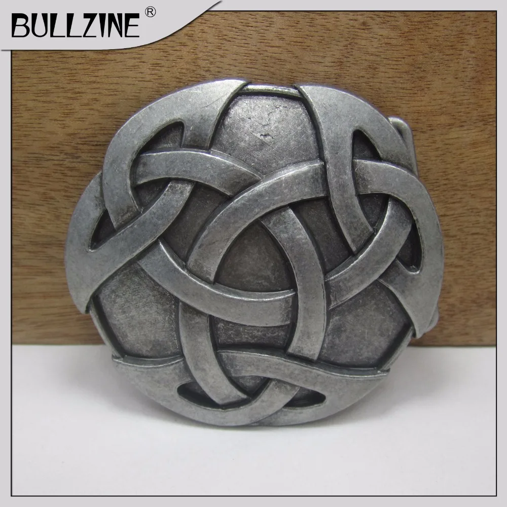 

The Bullzine western knot belt buckle with pewter finish FP-03391 suit for 4cm width snap