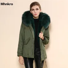 Теплое армейское зеленое пальто с натуральным воротником зимнее, большой глубокий зеленый воротник Mrs parka, дешевая Меховая куртка поставщика женщин