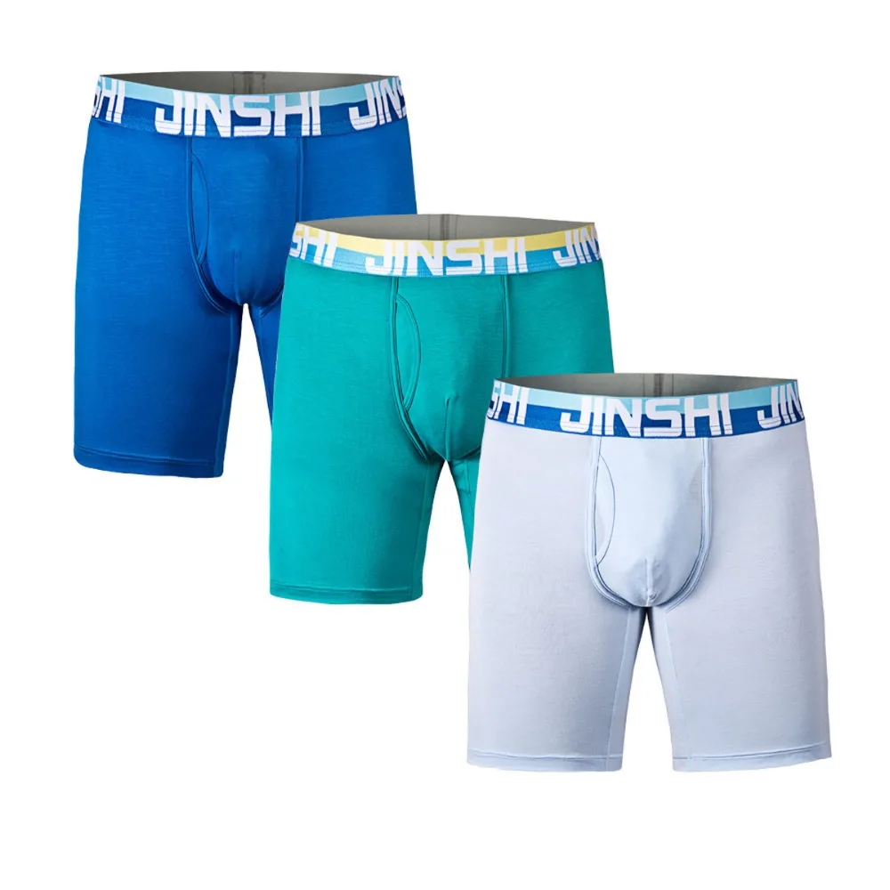 3PCS/Pack JINSHI Brand Men's Boxer Shorts Bamboo Fiber Underwear Mens
