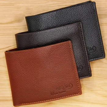 

New Men Short Wallet Men's Casual Solid Business Card Purse Pu Leather Cion Bag High Quality Branf Men's Pocket Money Clip Purse
