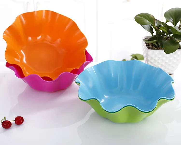 1PC 10inch new creative fashion plastic fruit plate European fruit dish shaped plastic flower snacks JH 0771