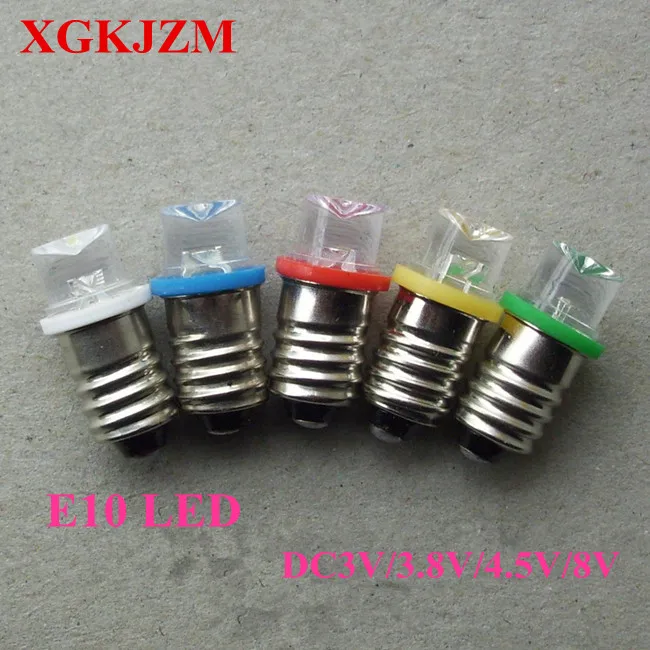 

LED E10 3V Screw bulb warning signal bulb E10 4.5V Instrumentation led E10 DC DC3V/3.8V/4.5V/8V Concave astigmatic LED light