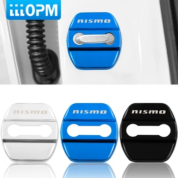 

4pcs stainless steel Car Door lock cover sticker Car badge Emblem sticker For Nissan nismo Tiida Teana Nismo Skyline Accessories