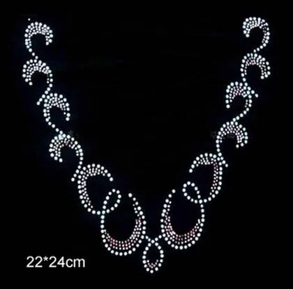 2pc/lot hot fix rhinestones patches iron on transfers designs rhinestone applique for neckline | Дом и сад
