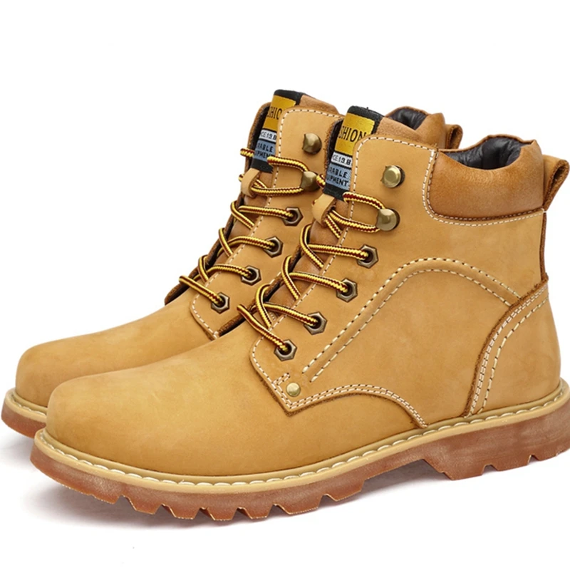 

Outdoor Hiking Shoes Men Big Size Cow Genuine Leather Boots High Top Quality Desert Climbing Camping Tooling Mountain Sneakers