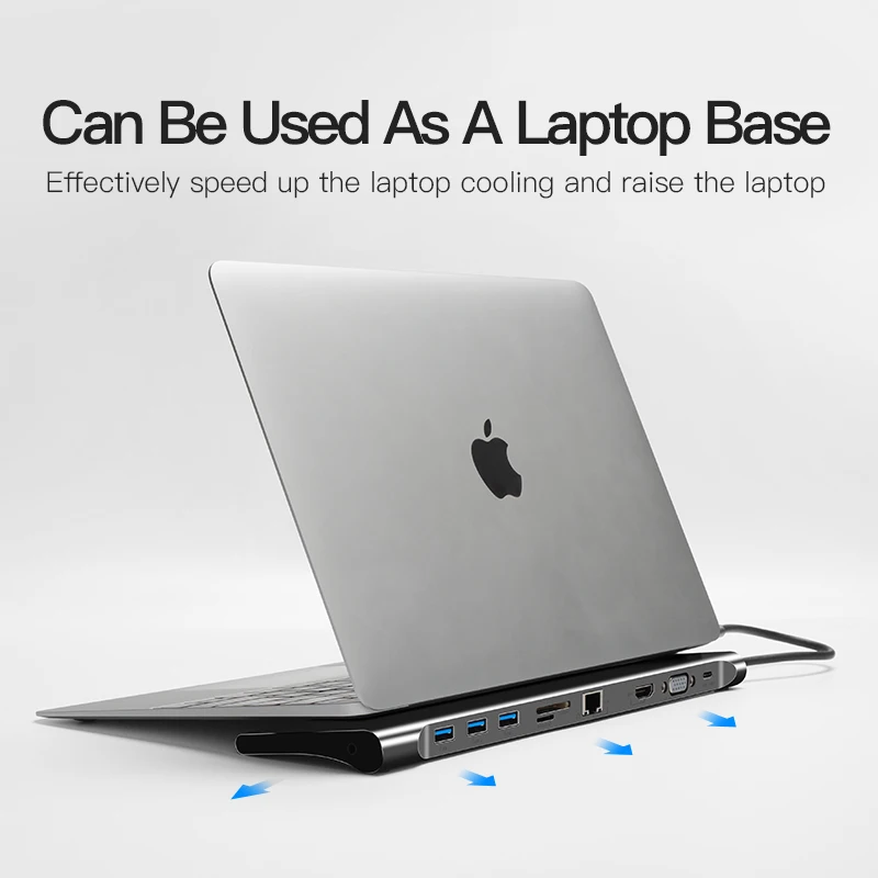 

Multi 10in1 USB Type C HUB to HDMI VGA RJ45 USB 3.0 HUB Converter with SD/TF Card Reader USB C Adapter for Macbook Pro