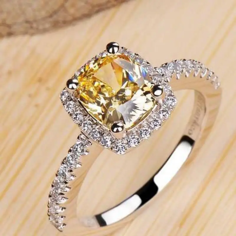 square 2 carat imitation diamonds engagement ring princess cut halo wedding rings for women aaa grade - Square Cut Wedding Rings square 2 carat imitation diamonds engagement ring princess cut halo wedding rings for women aaa grade - Square Cut Wedding Rings