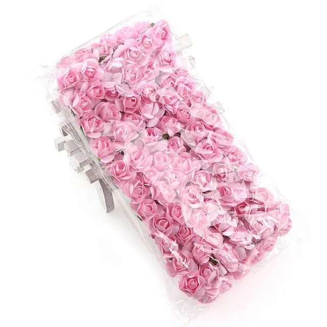 144 шт 2 см маленький искусственный цветок голова бумажный букет из роз для свадьбы украшение дома DIY ВЕНОК скрапбук ремесло поддельные цветы - Цвет: Pink