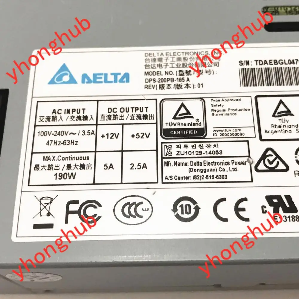 Delta Electronics DPS 200PB 185 A Блок питания сервера 190 Вт PSU Hikvision видеорегистратор|server power