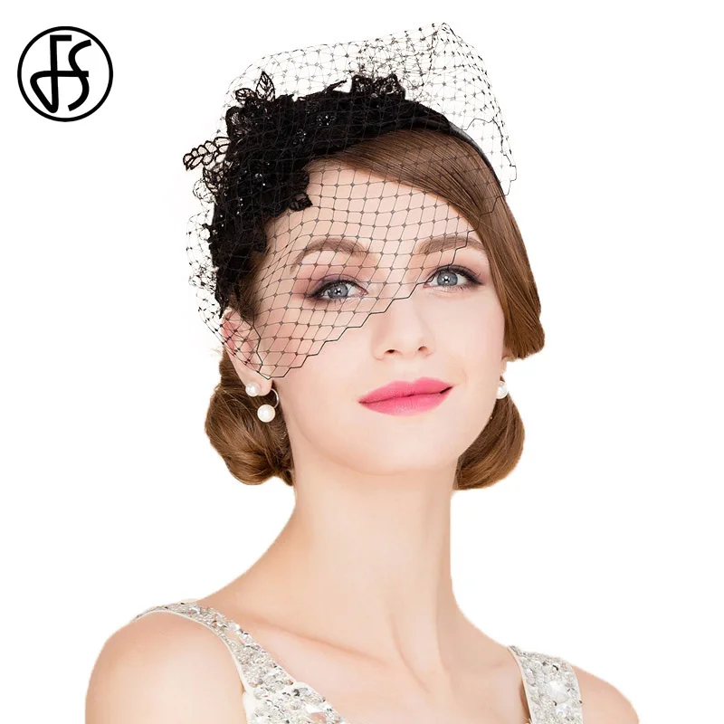 FS Fascinators Black With Veil White Wedding Hats Mesh Gauze Patchwork Women  Pillbox Hat Party Formal Cocktail Church For Ladies - AliExpress