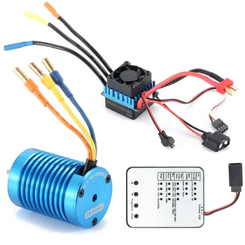 

Hight Quality 4 poles 3930KV Sensorless Brushless Motor+45A ESC+ LED Programming Card Combo Set for 1/10 RC Car Truck