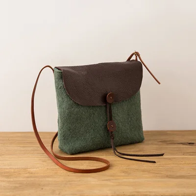AETOO, винтажная Женская Ретро сумка на одно плечо, винтажная простая портативная маленькая сумка из хлопка и льна, сумка с отделкой - Цвет: 3