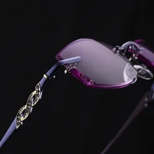 Высококачественные женские сверхлегкие неокаймленные очки для чтения с бриллиантами, очки для чтения с защитой от синего излучения, очки для чтения FML