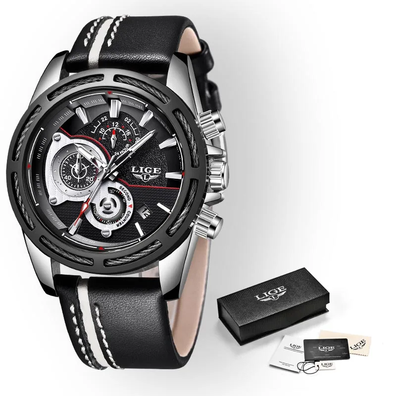 

LIGE Watch Mens New Sport Quartz Fashion Leather Clock Mens Watches Top Brand Luxury Waterproof Casual Watch Relogio Masculino