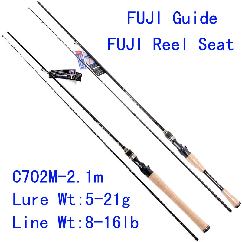 

Tsurinoya PRO FLEX C702M-2.1m M Action FUJI Guide Reel Seat Bait Casting Rod High Carbon 3A Cork Hanle Cast Fishing Rod Pesca