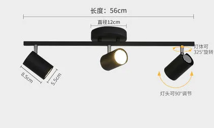 Скандинавская Гостиная ТВ фоновая настенная потолочная светодиодная дорожка для магазина одежды гардероб потолочный прожектор - Цвет корпуса: 3 heads black