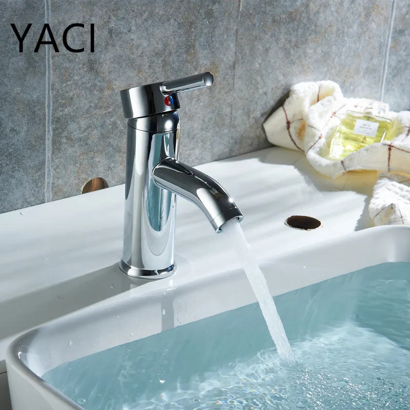 

YACI Bathroom Basin Mixer Tap Chrome Deck Mount Wash Basin Single Handle Faucet Home Decor Bathroom Faucet Home & Kitchen