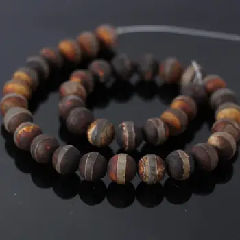 

2Strand/lot of Antiquit Tibetan One Line Old Dzi Matte Round Beads 4/6/8/10/12mm Wholesale,Natural Stone Tibetan Dzi Round Beads